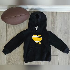 NFL Pittsburg Steelers Youth Heart Hoodie Sweater Black Yellow Size 2T